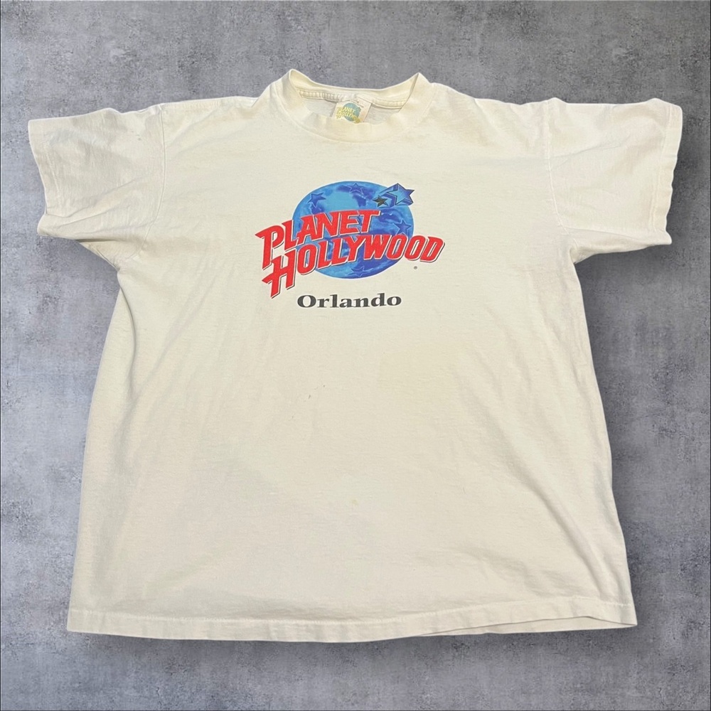 Vintage 90s Single‎ Stitch Planet Hollywood Orlando Graphic Tee T-Shirt L